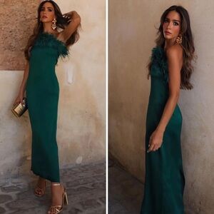 ZARA FEATHER SATIN EFFECT DRESS